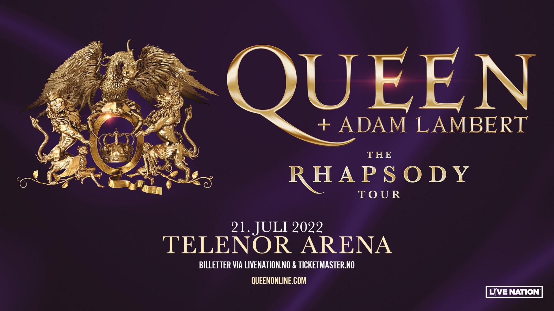 Queen + Adam Lambert to Telenor Arena